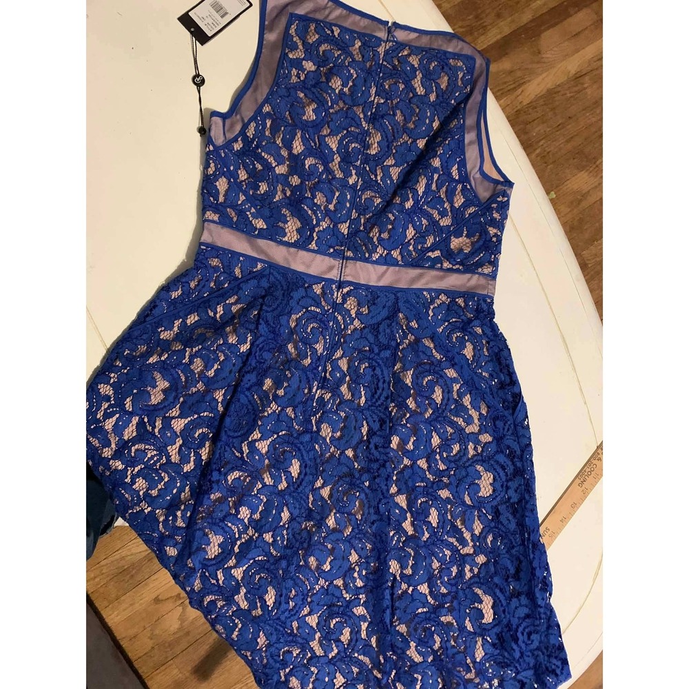 Adrianna Papell Royal Blue Lace Fit-and-Flare Dress